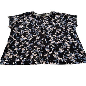J. Jill Black Wearever Collection Top with Floral Design size large